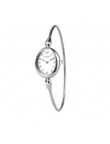 Women's round-arm watch with silver oval dial