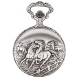 LAVAL pocket watch, palladium with lid and horse motif