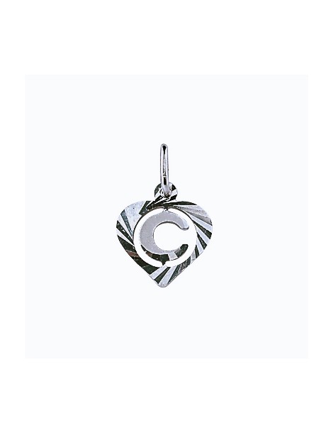 Sterling silver pendant encircled by a chiseled heart - initial C 886902 Laval 1878 9,90 €
