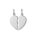 Solid heart shaped separable pendant in sterling silver
