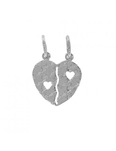 Sterling silver heart pendant with inscription "love"