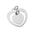 Heart shape pendant inlaid with another solid silver heart