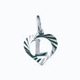 Sterling silver pendant encircled by a chiseled heart - initial L