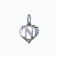 Sterling silver pendant encircled by a chiseled heart - initial N