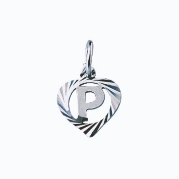 Sterling silver pendant encircled by a chiseled heart - initial P 886915 Laval 1878 9,90 €
