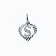 Sterling Silber Anhänger umkreist von einem gemeißelten Herzen - Initial S