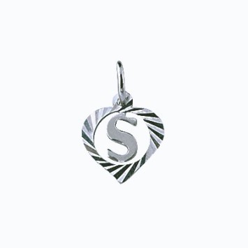 Sterling silver pendant encircled by a chiseled heart - initial S 886917 Laval 1878 9,90 €