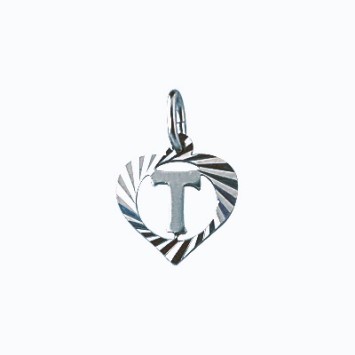 Sterling silver pendant encircled by a chiseled heart - initial T 886918 Laval 1878 9,90 €