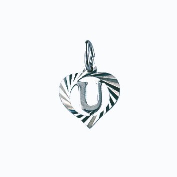 Sterling silver pendant encircled by a chiseled heart - initial U 886919 Laval 1878 9,90 €