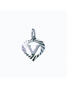 Sterling silver pendant encircled by a chiseled heart - initial V 886920 Laval 1878 9,90 €