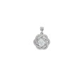 Pendant "rose" in rhodium silver and decorated with zirconium oxides