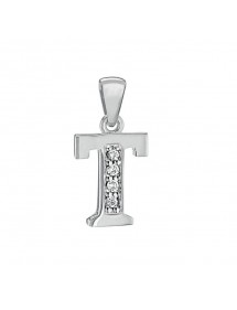 Pendant in rhodium silver and zirconium oxides - Letter T 31610349T Laval 1878 24,00 €