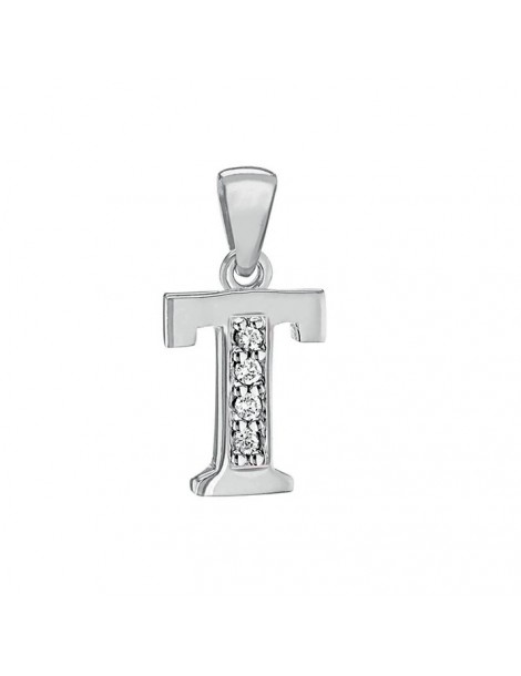 Pendant in rhodium silver and zirconium oxides - Letter T 31610349T Laval 1878 24,00 €