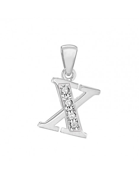 Pendant in rhodium silver and zirconium oxides - Letter X 31610349X Laval 1878 24,00 €