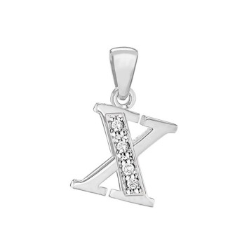 Pendant in rhodium silver and zirconium oxides - Letter X 31610349X Laval 1878 24,00 €