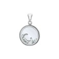 Letter pendant in a round with zirconium oxides - Letter C