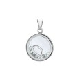 Letter pendant in a round with zirconium oxides - Letter D
