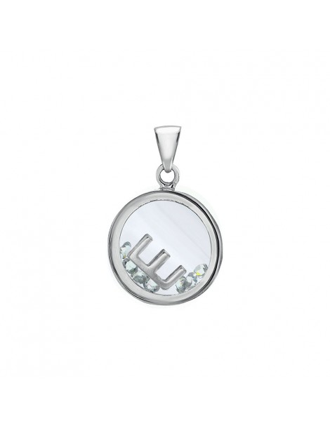Letter pendant in a round with zirconium oxides - Letter E
