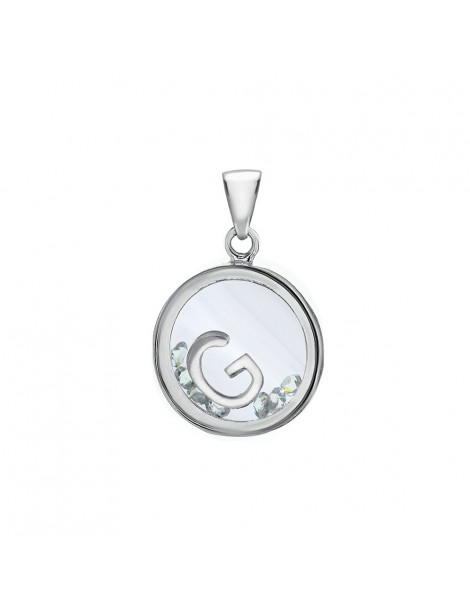 Letter pendant in a round with zirconium oxides - Letter G