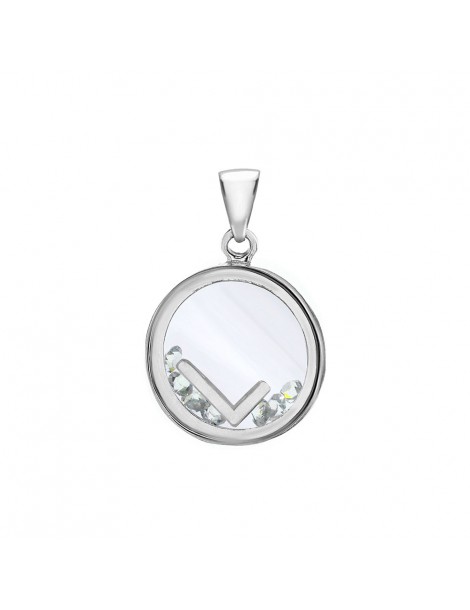 Letter pendant in a round with zirconium oxides - Letter L