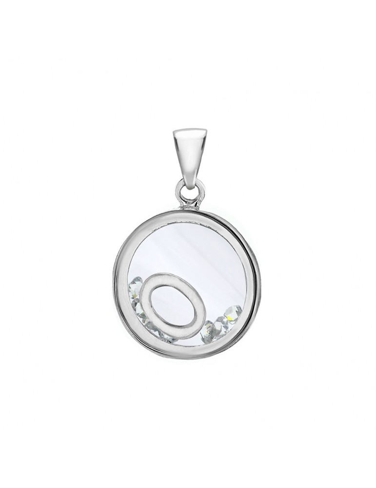 Letter pendant in a round with zirconium oxides - Letter O