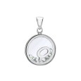 Letter pendant in a round with zirconium oxides - Letter Q