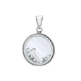 Letter pendant in a round with zirconium oxides - Letter T