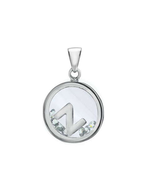 Letter pendant in a round with zirconium oxides - Letter Z