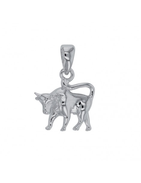 Ciondolo segno zodiacale Toro in argento rodiato