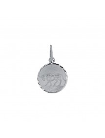 Pendant sign of the Zodiac Taurus round streaked rhodium silver 31610371 Laval 1878 19,90 €