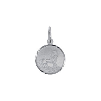 Pendant Zodiac sign striped round lion rhodium silver 31610374 Laval 1878 19,90 €