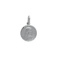 Virgin Mary round silver medal with chiseled outline