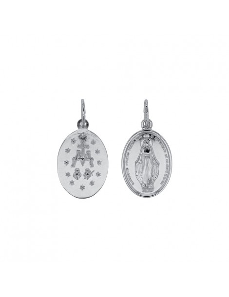 Miraculous medal in aged silver