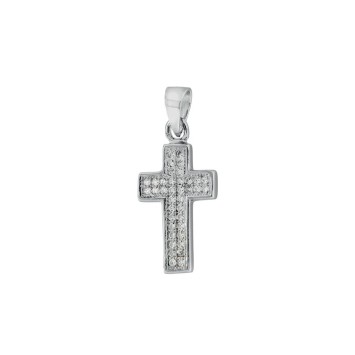 Cross pendant in zirconium oxides on rhodium silver 31610358 Laval 1878 29,90 €