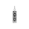 Tiki Onyx pendant symbol of Strength in rhodium silver