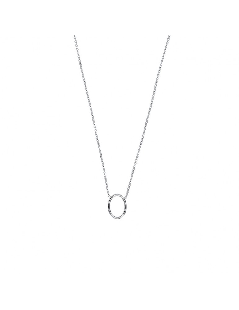Oval necklace in rhodium silver