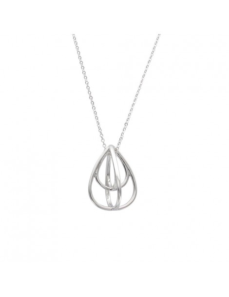 Necklace with oval pendant and scroll in rhodium silver