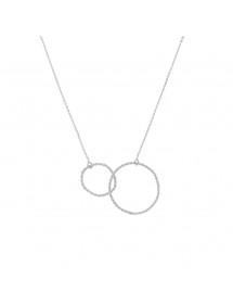 Necklace with two circles mixed in rhodium silver