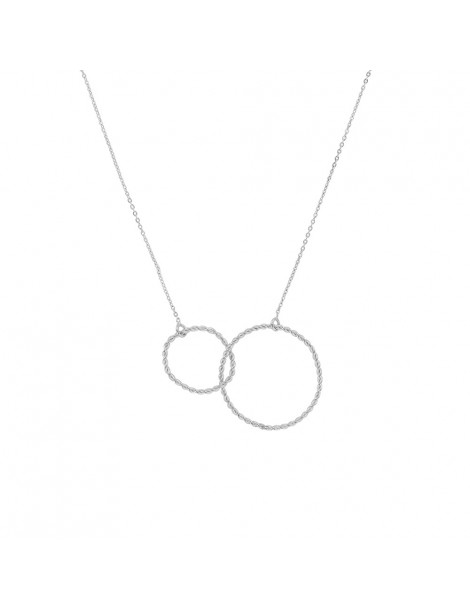 Halskette mit zwei Kreisen in Rhodium Silber gemischt