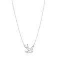 Necklace representing a swallow in rhodium silver