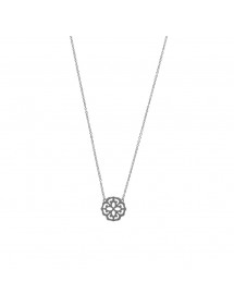 Flower pendant necklace in rhodium silver