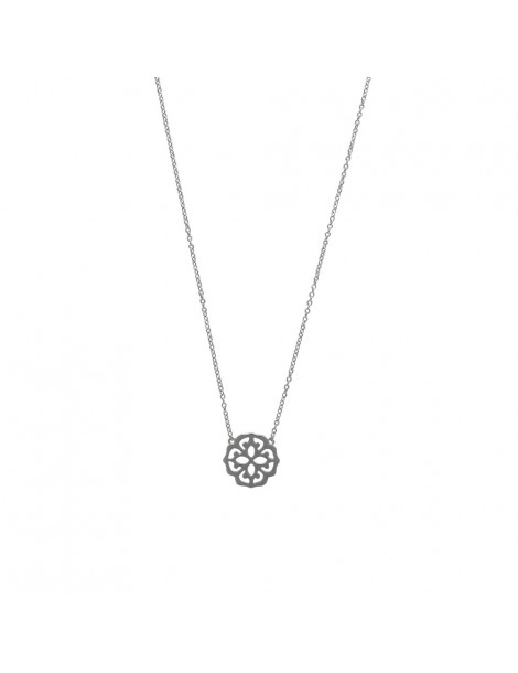 Flower pendant necklace in rhodium silver