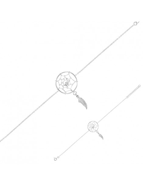 Bracelet rond avec plume en Argent 925/1000 rhodié