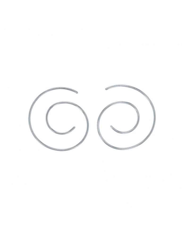 Boucles d'oreilles spirale 30 mm en argent rhodié