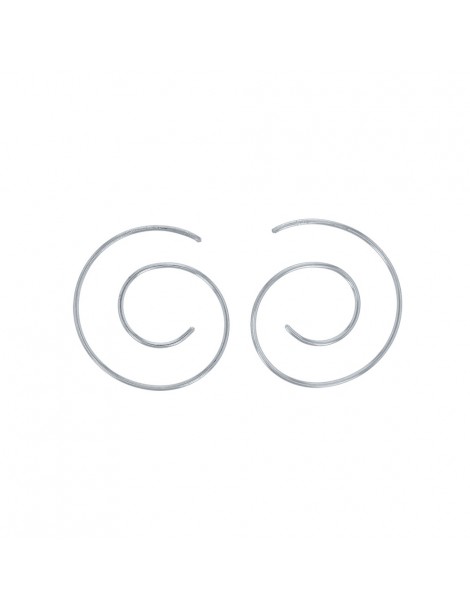 Rhodium silver 30mm spiral earrings