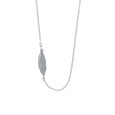 Necklace decorated with a rhodium-plated silver feather