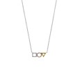 Necklace geometric shapes in silver, silver and pink