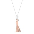 Silver necklace with woman in long gown in rose gold silver