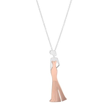 Silver necklace with woman in long gown in rose gold silver 31710345 Laval 1878 64,00 €