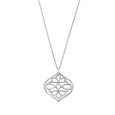 Necklace with pendant oval arabesque pattern in rhodium silver